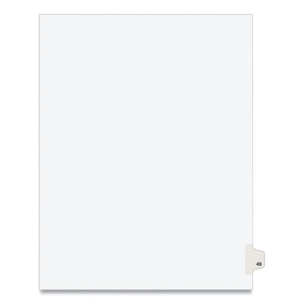 Avery Dennison Numerical Index Tab-49, 8-1/2 x 11", White, PK25 01049